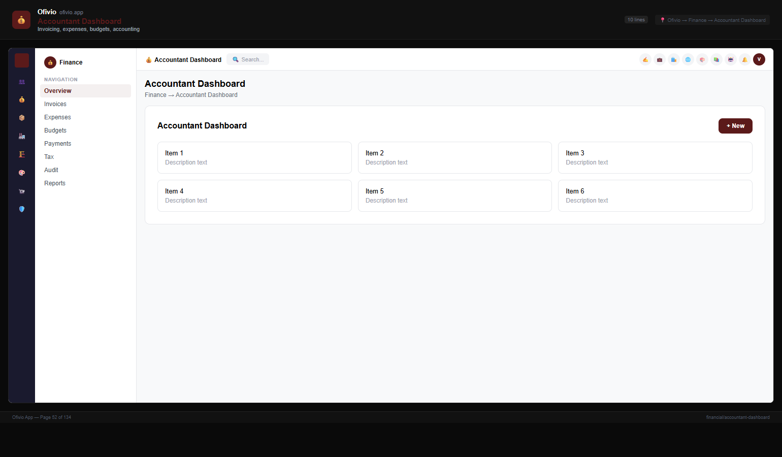 Ofivio accountant dashboard with chart of accounts and vouchers